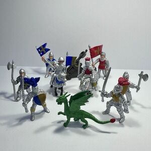 Safari Ltd Medieval 2.5" Knights Dragon Catapult Armored Horses Lot‎ Of 12